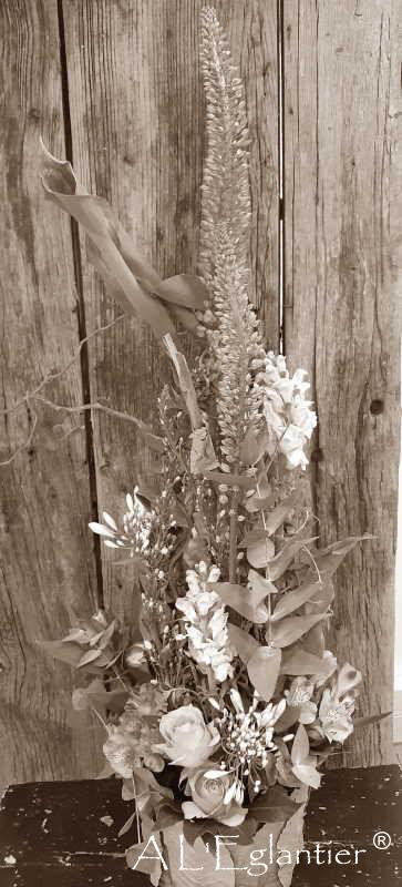 Bouquet haut champêtre et son vase