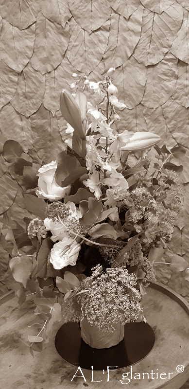 Bouquet champêtre et son vase
