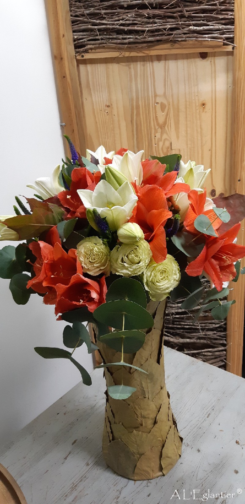 Bouquet rond  sur colonne