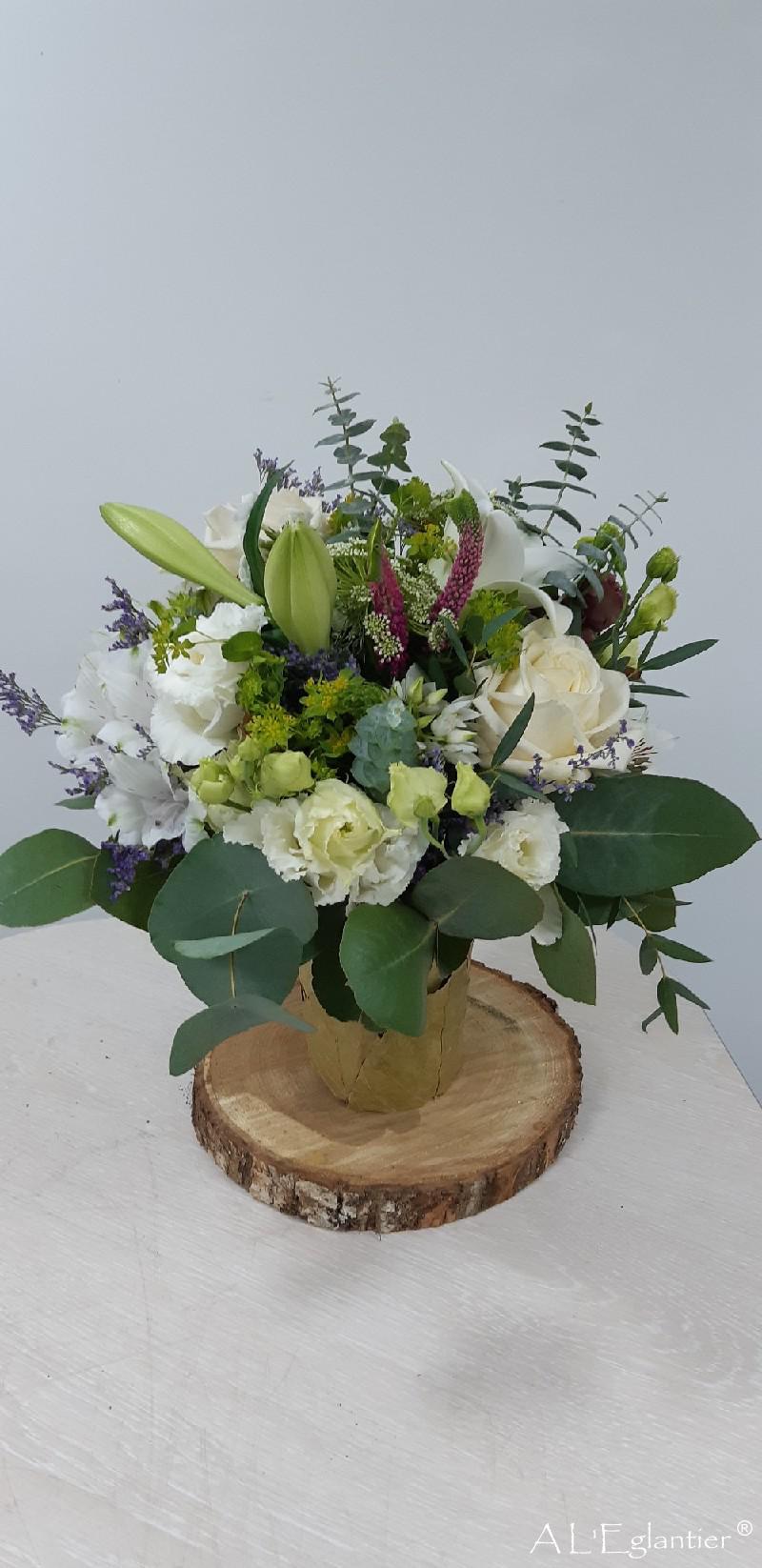 Bouquet rond champetre blanc creme