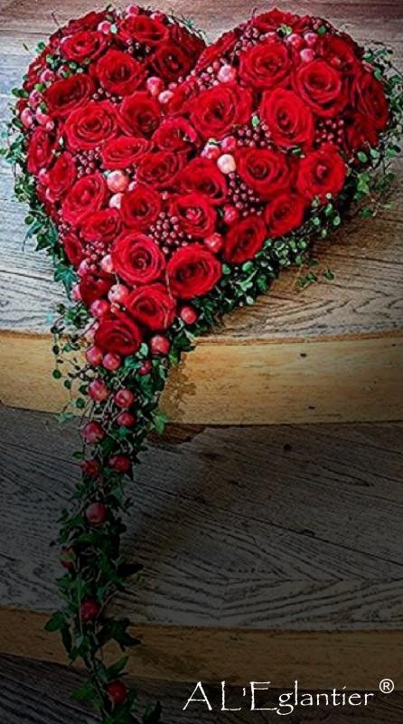Principe coeur roses rouges