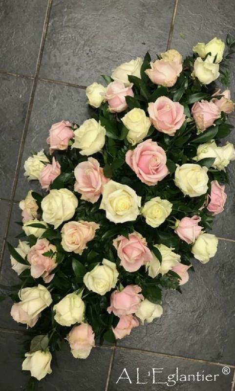 Raquette deuil roses 