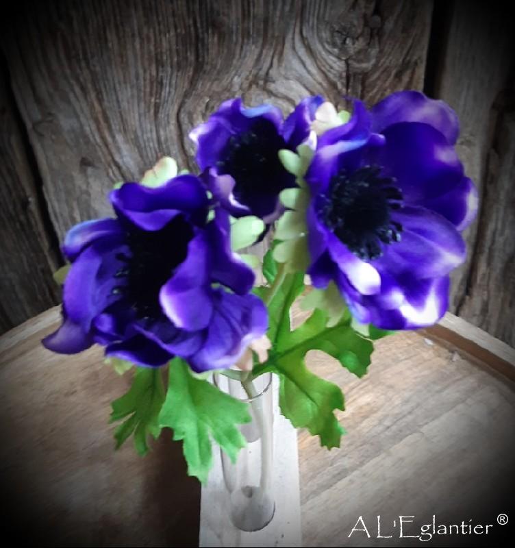BOUQUET ANEMONE x 9 fl. 31 cm. Violet