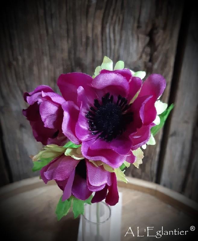 BOUQUET ANEMONE x 9 fl. 31 cm. Pourpre