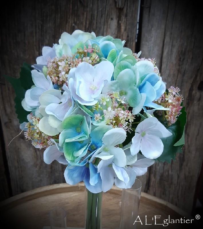 Bouquet Hortensia et Vivurmun bleu